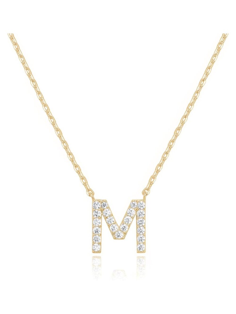 14K Gold Plated Cubic Zirconia Initial Pendant Necklace
